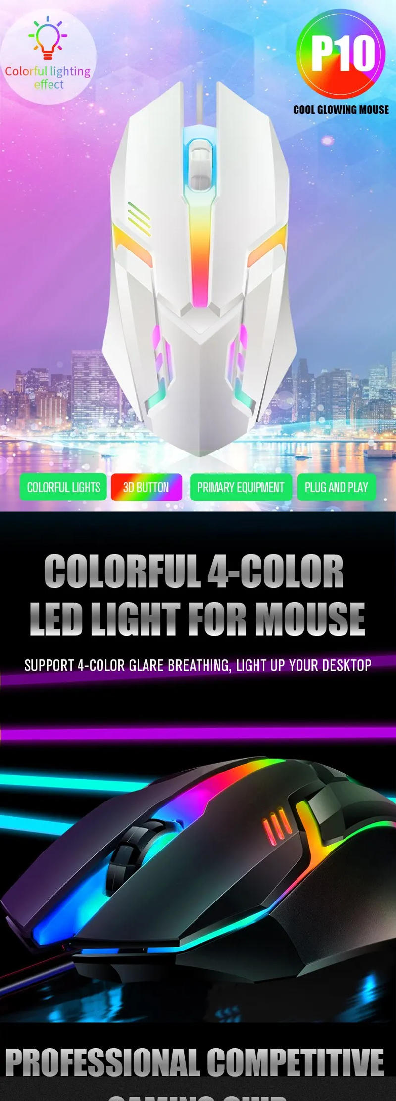 Description Picture 2 of item1 PC ITLY M01 Sports LED Luminous Backlit USB Wired Gaming Mouse for Desktop PC Laptop Office Computer Gaming Mouse