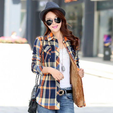 2023 Brand Winter Warm Women Velvet Thicke Plaid Shirt Style Coat Jacket Women Clothes Tops Female Casual Jacket Outerwear