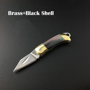 MINI Shell Brass Folding Knife Pocket Keychain Portable Resin Steel Knives Survival EDC Tool Cutter Peeler Hunting Gift