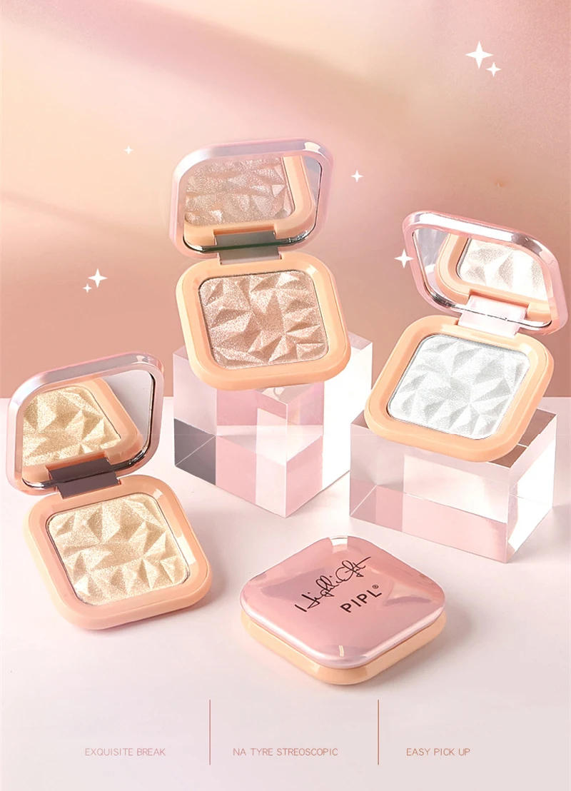 Description Picture 2 of itemGold Pink White Diamond Highlighter Powder Glitter Palette Face Contour Brighten Makeup Single Color Shimmer Illuminate Cosmetic