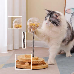 Interactive Cat Puzzle Toys Educational Toy With Teaser Ball For Pet Training Indoor Roller Exerciser Leaking Cat Food Feeder