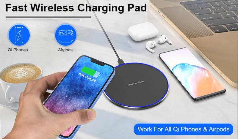 Description Picture 2 of itemWireless Charger For iPhone 14 13 12 11 Pro Max Induction Fast Wireless Charging Pad For Samsung Xiaomi Huawei Charging Station