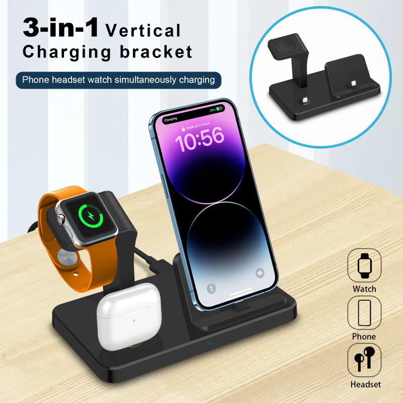 Description Picture 2 of item3 in 1 Fast Charging Dock Station for Apple Watch 8 7 AirPods Pro iPhone 14 13 12 11 XS X 8 Wireless Charger Stand Phone Holder