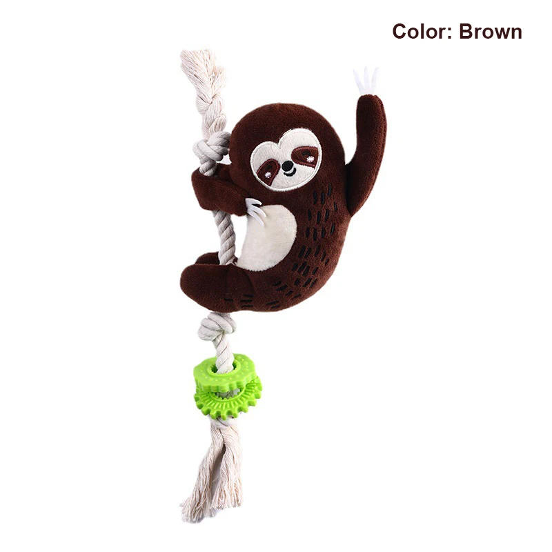 Description Picture 2 of itemNew Plush Cotton Rope Pets Small Dogs Squeaky Interative Toys Bear Monkey Puppy Playing Chew Bite Toy Dog Training Accessories
