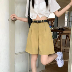 2024 Spring Autumn Women New Korean High Waist Casual Female Solid Color Straight Shorts Ladies Loose Casual Short Pants U708
