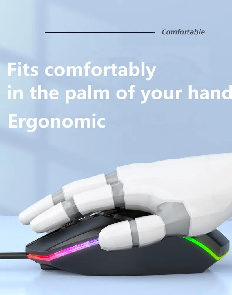 Description Picture 6 of itemWired Gaming Mouse 1600 DPI Optical 6 Button USB Mouse With RGB BackLight Mute Mice For Desktop Laptop Computer Gamer Mouse