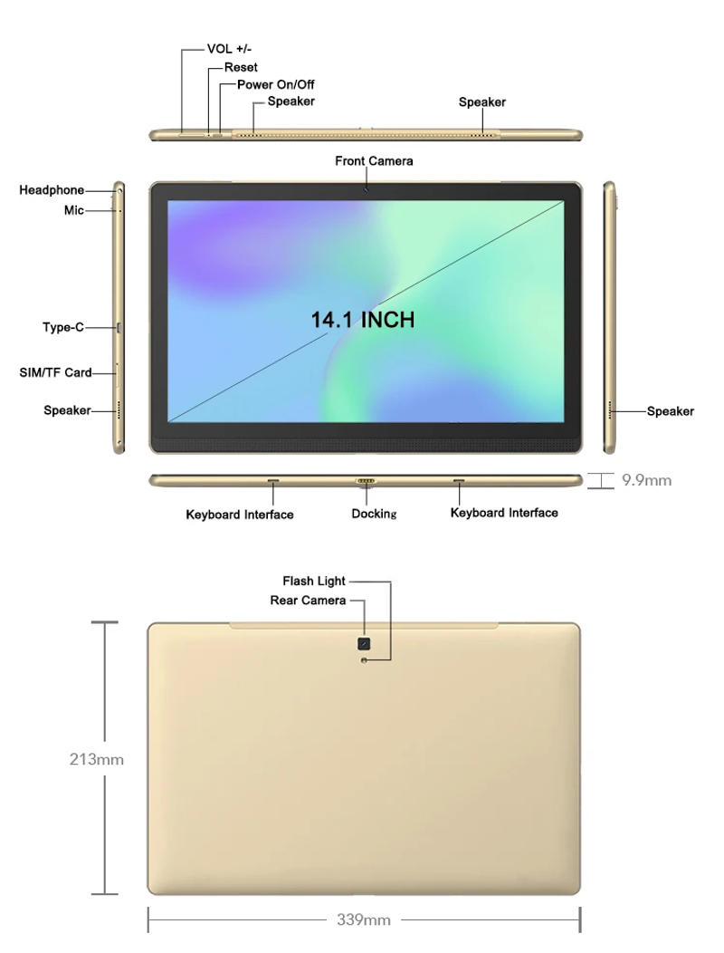 Description Picture 6 of itemLarge Screen 14.1 Inch Tablet Pc Android 12 Phone Call tablet 12+256GB Bluetooth 5G WiFi Pad For Educational/TiKToK/Kitchen