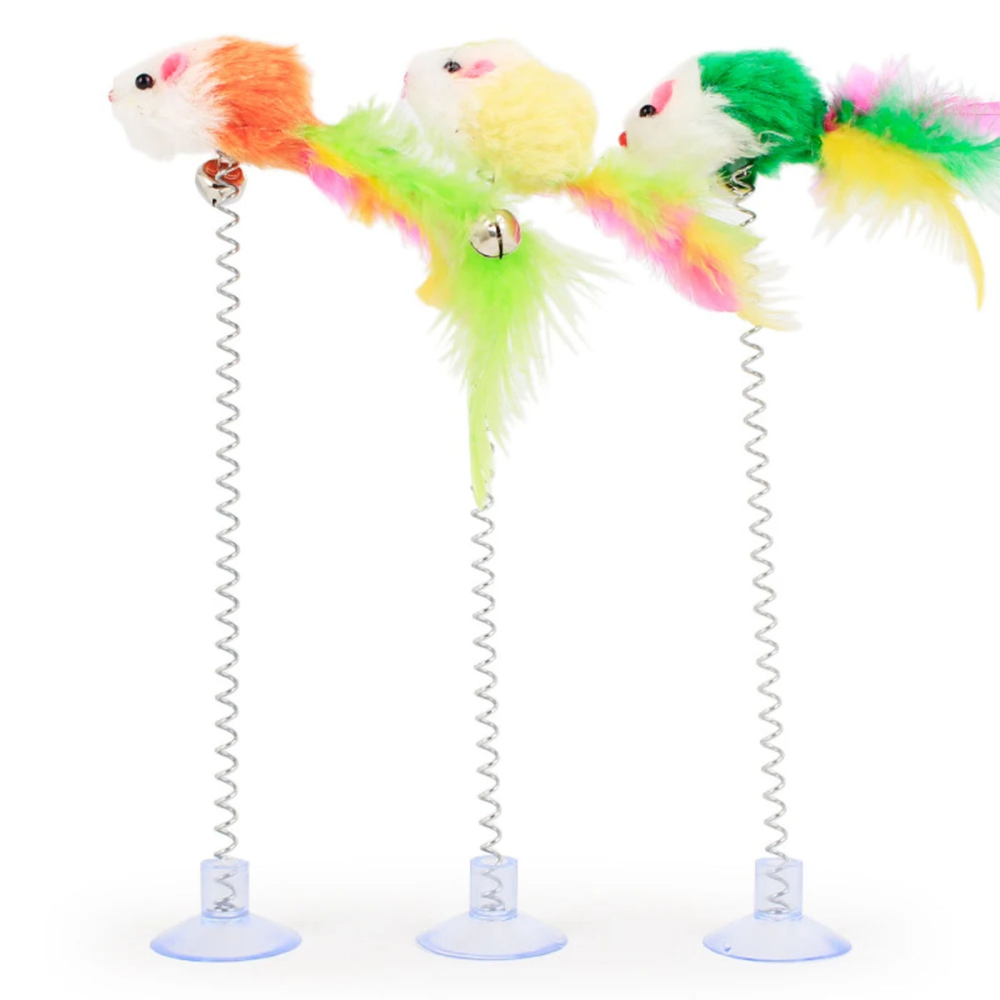 Description Picture 4 of itemInteractive Toys For Cat Funny Feather Cat Stick Toys Colorful Suction Cup Spring Mouse Bell Plush Toys Cat Kitten Playing Toys