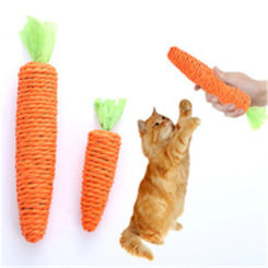 Carrot Cat Toy Interactive Chewing Toy Simulation Carrot Cat Cute Built-in Bell Playthings Paper Rope Chew Toys Cat Supplies
