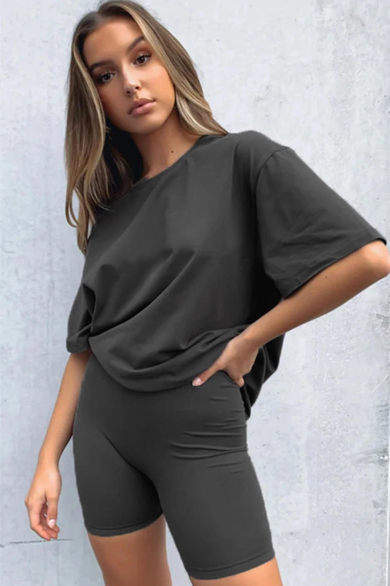 Description Picture 5 of itemSummer Women Two Piece Set Sportswear T-Shirts and Shorts Ladies O-Neck Pullover Short Sleeve Casual Tracksuit Female Outfits