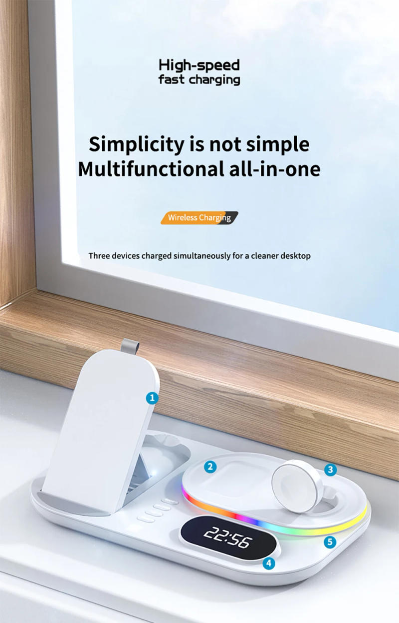 Description Picture 4 of itemWireless Chargers 4 in 1 For iPhone 12 13 14 15 Pro Max 30W Fast Wireless Charging Station For Apple Watch With Lamp And Clock