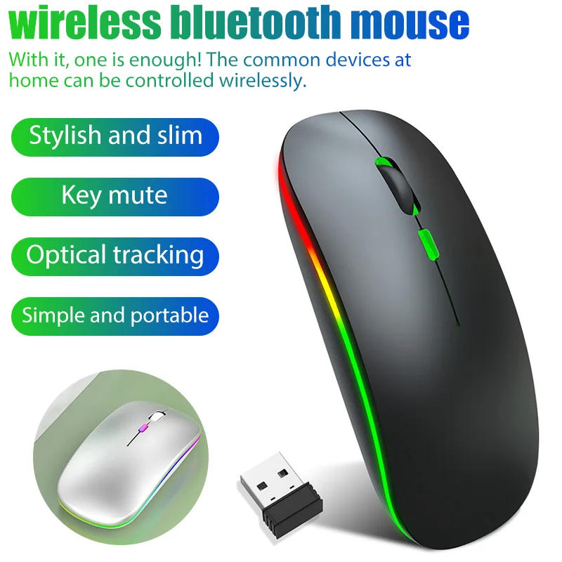 Description Picture 2 of itemTablet Phone Computer Bluetooth Wireless Mouse Charging Luminous 2.4G USB Wireless Mouse Portable Mouse For Computer Laptop