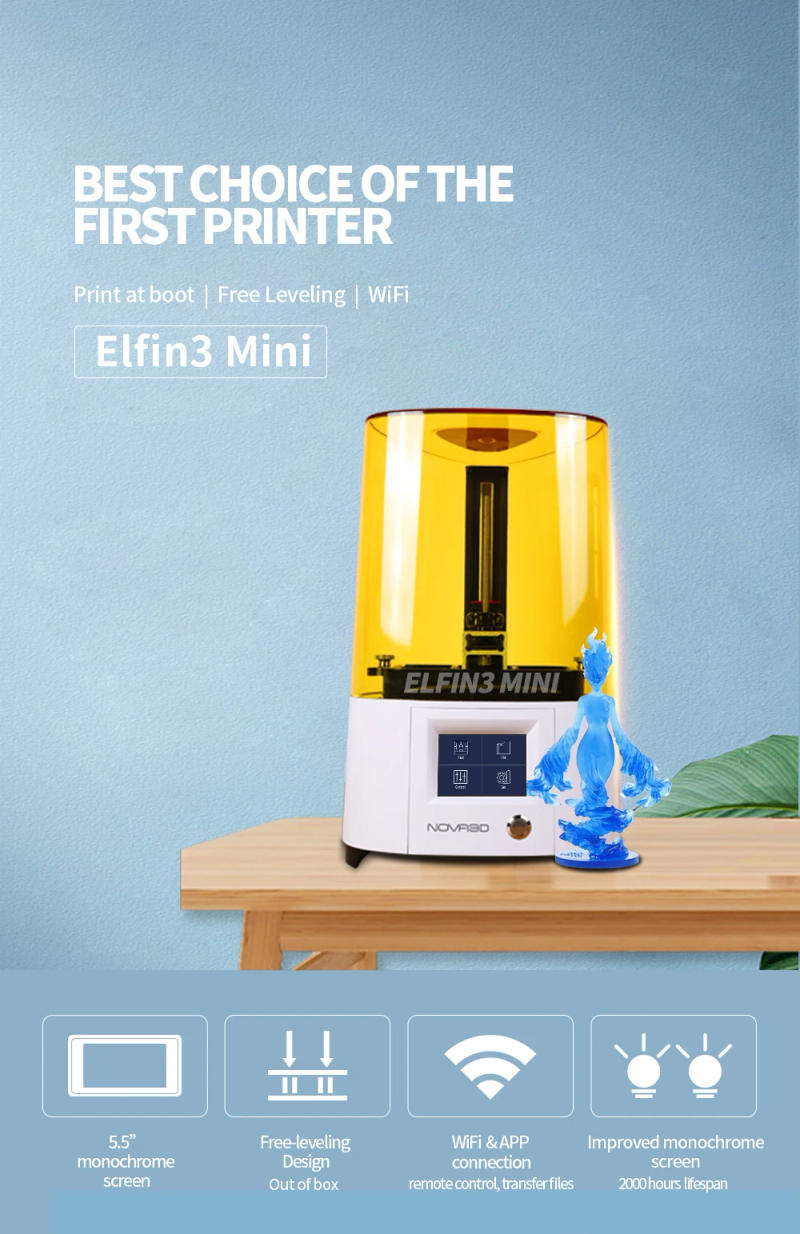 Description Picture 3 of itemLight Curing 3d Printer Home Elfin3 Mini High-Precision Industrial-Grade LCD Photosensitive Resin 3d Printer Fast Printing Speed