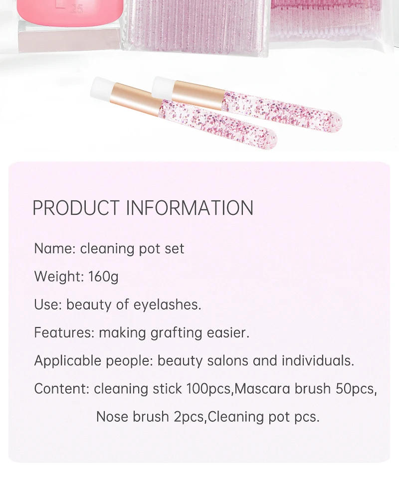 Description Picture 3 of itemHOT 153 Pcs Crystal Makeup Brushes Tool Set Lash Shampoo Eyebrow Microbrush Swab Comb Female Eyelash Extension Supplies