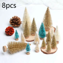 Small Christmas Tree Silk Cedar - in Gold Silver Blue Green White colour 8-Piece 