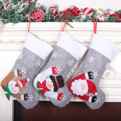Christmas Stockings With Led Glowing Snowman Santa Elk Bear Print for Fireplace