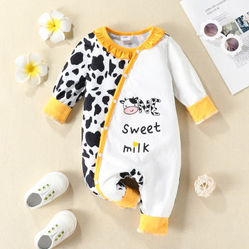 Cartoon Long Sleeves Suit For Toddler Kids WIth Cow Print