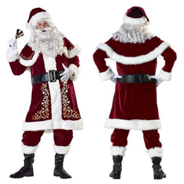 Men`s Christmas Santa Claus Cosplay Long Sleeve 8pcs 