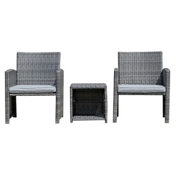 JARDINA 3 Pieces Outdoor Patio Furniture Set Rattan Wicker Porch Chairs with Storage Coffee Table