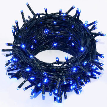 Christmas Flashing LED Waterproof String Lights with Green Wire and Remote Timer Control for Outdoor 