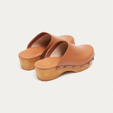 100% LEATHER CLOGS BROWN