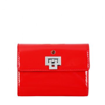 Women's leather wallet vernice red