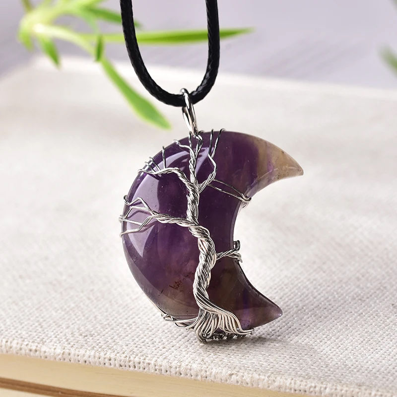 Tree of Life Moon Crystal Pendant: