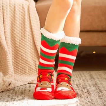 Women's Christmas Super Soft Cartoon Warm Fleece-lined Fuzzy Socks Or Slippers For Winter And Funny Gift