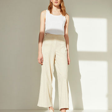 FLOWY SLUB-COTTON TROUSERS