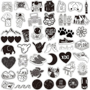 Black and White VSCO Stickers for Laptop(50PCS)