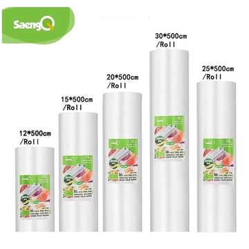 saengQ Vacuum Bags for Food - Long-Keeping Freshness in 12+15+20+25+30cm*500cm Rolls/Lot - Perfect for Vacuum Packer Sealing