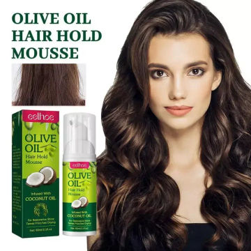 60ml Olive Oil Hair Styling Mousse Moisturizing Organic Hair Foam Mousse Long-Lasting Hair Setting Mousse Curly Hair Hair Wax