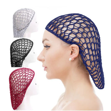 Women Ladies Soft Rayon Crochet Hairnet Wide Band Mesh Snood Hair Net Knit Hat Cap Lady Turban Hair Accessories femme