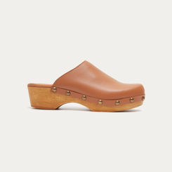 100% LEATHER CLOGS BROWN