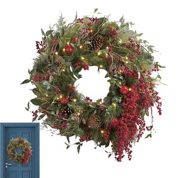 Christmas Wreaths With Berry Twigs Clusters For Front Door 45cm 17.72in