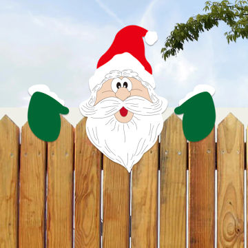 Christmas Santa Claus Reindeer Topper for Wooden Fence 