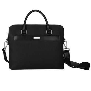 Floter black leather laptop bag