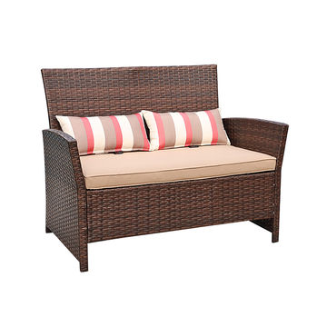JARDINA Outdoor Furniture Patio Chair Wicker Loveseat with Cushions 2 Seat PE Rattan Sofa with Lumbar Pillows