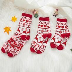 1 pair Warm Cute Casual Cartoon Funny Merry Christmas Socks For Family And Happy New Year