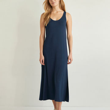 LONG DRESS WITH ROUND-NECK GREEN