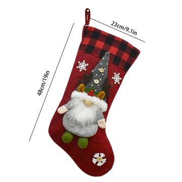 Large Santa Gnome Stockings for Xmas Candy Gift Bag 