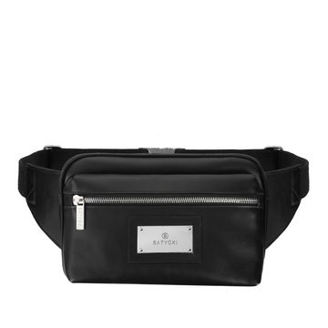 Men's black napa leather satchel