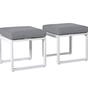 JARDINA 2 Pieces Living Room Furniture Aluminum Ottoman Set Footstool Footrest Seat with Removable Cushions