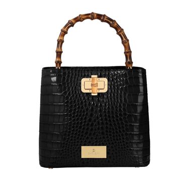 Ladies' leather bag STELLA croco black