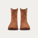 SPLIT-LEATHER COWBOY ANKLE BOOTS BROWN