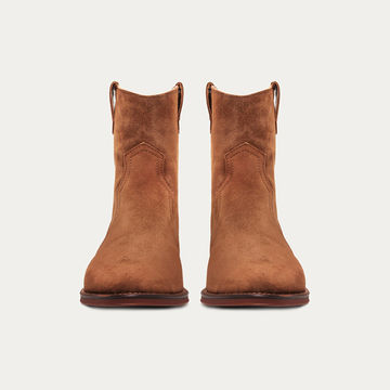 SPLIT-LEATHER COWBOY ANKLE BOOTS BROWN
