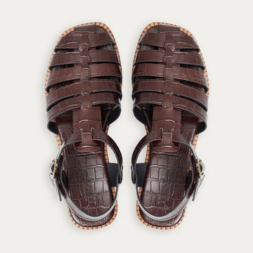 CRAB SANDAL 100% LEATHER CHOCOLATE