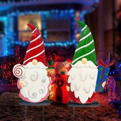 Xmas Gnome Shape Garden Decorations With Stakes 