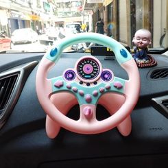 Electric Simulation Steering Wheel Toy for Infants - Light, Sound, and Early Educational Fun for Kids on Strollers