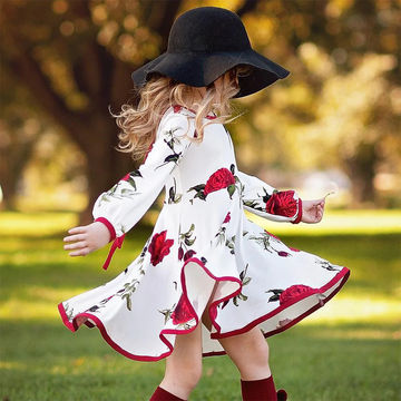 Kids Girls Dress Floral Long Sleeve Party Princess Dresses